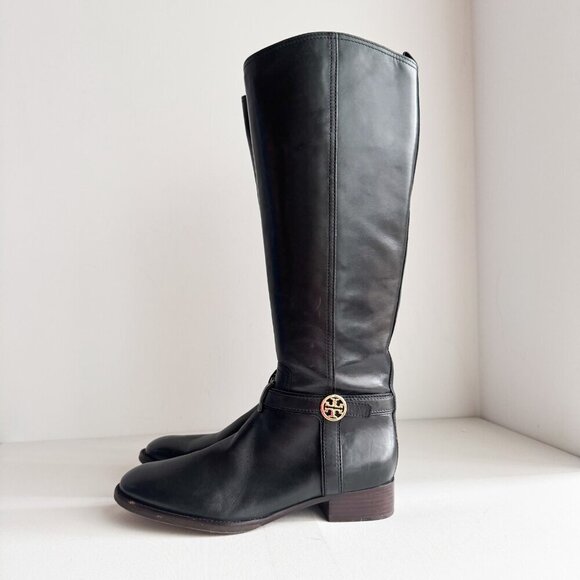 Tory Burch Black Leather Tall Riding Boots 9M - Picture 6 of 11